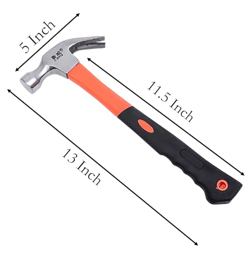 Forged Steel 21 OZ Claw Hammer for Driving and Pulling Out Nails with Shock Absorbing Leather Handle for Males (Home Rep